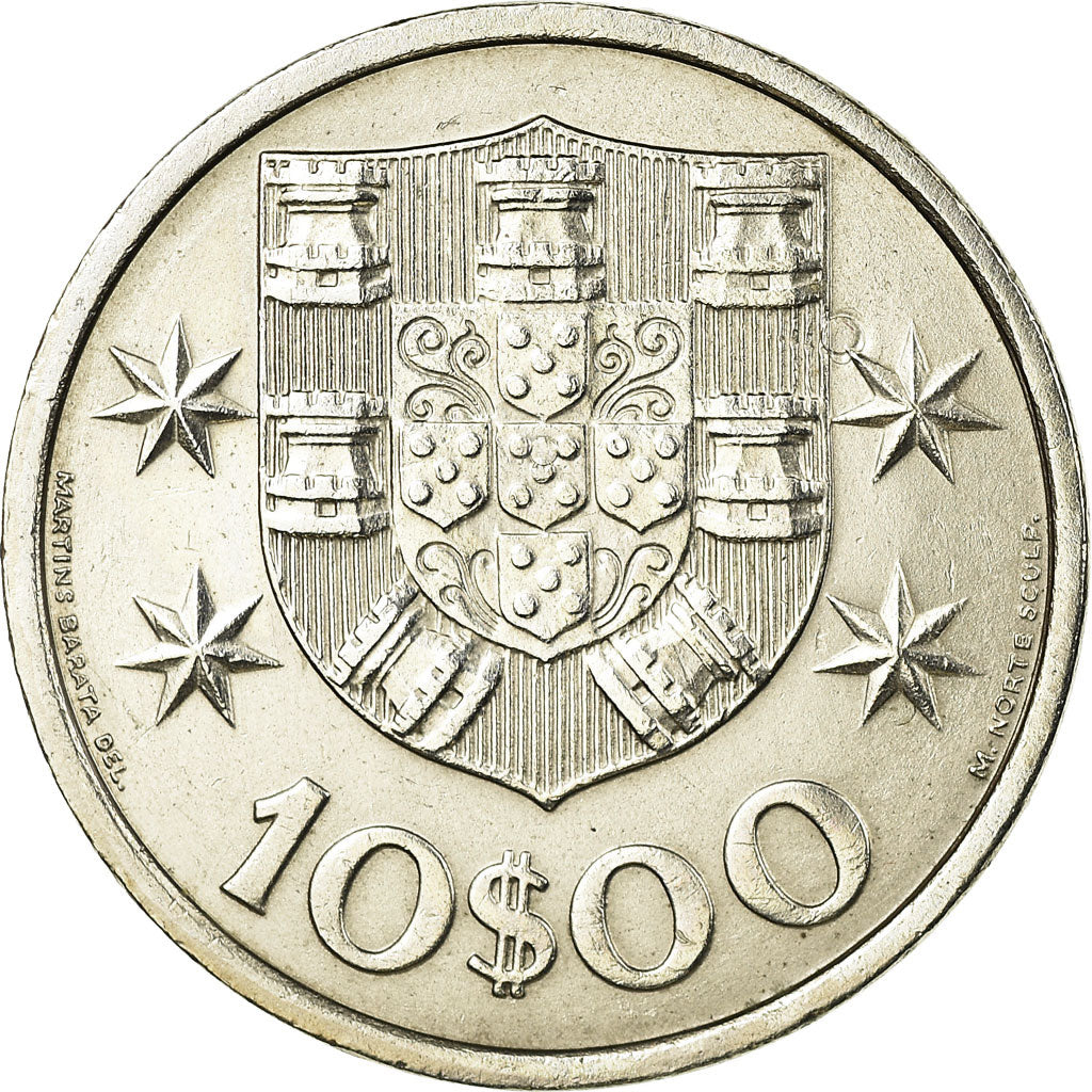 Moeda, Portugal, 10 Escudos, 1974, AU(50-53), Níquel Revestido a Cobre-Níquel