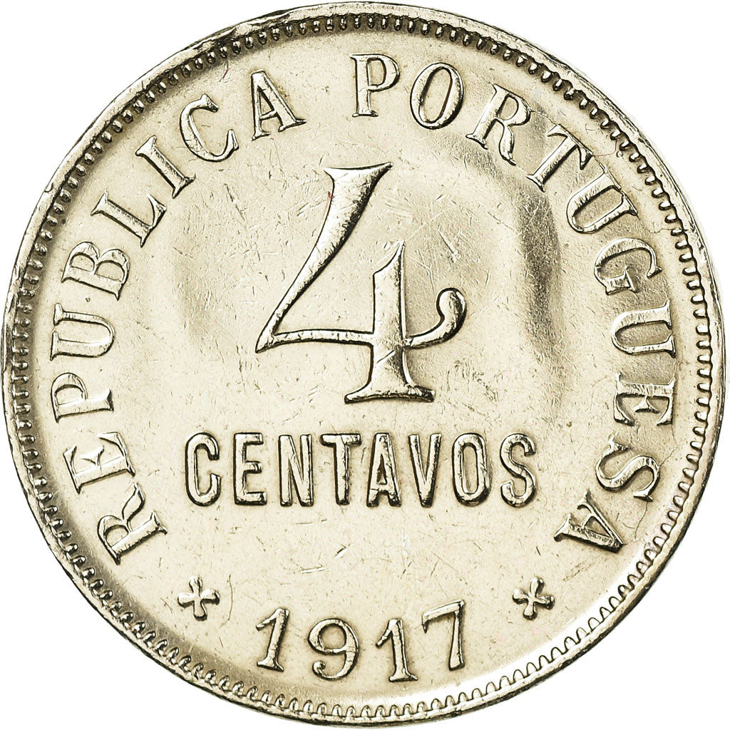 Moneta, Portogallo, 4 Centavos, 1917, BB, Rame-nichel, KM:566