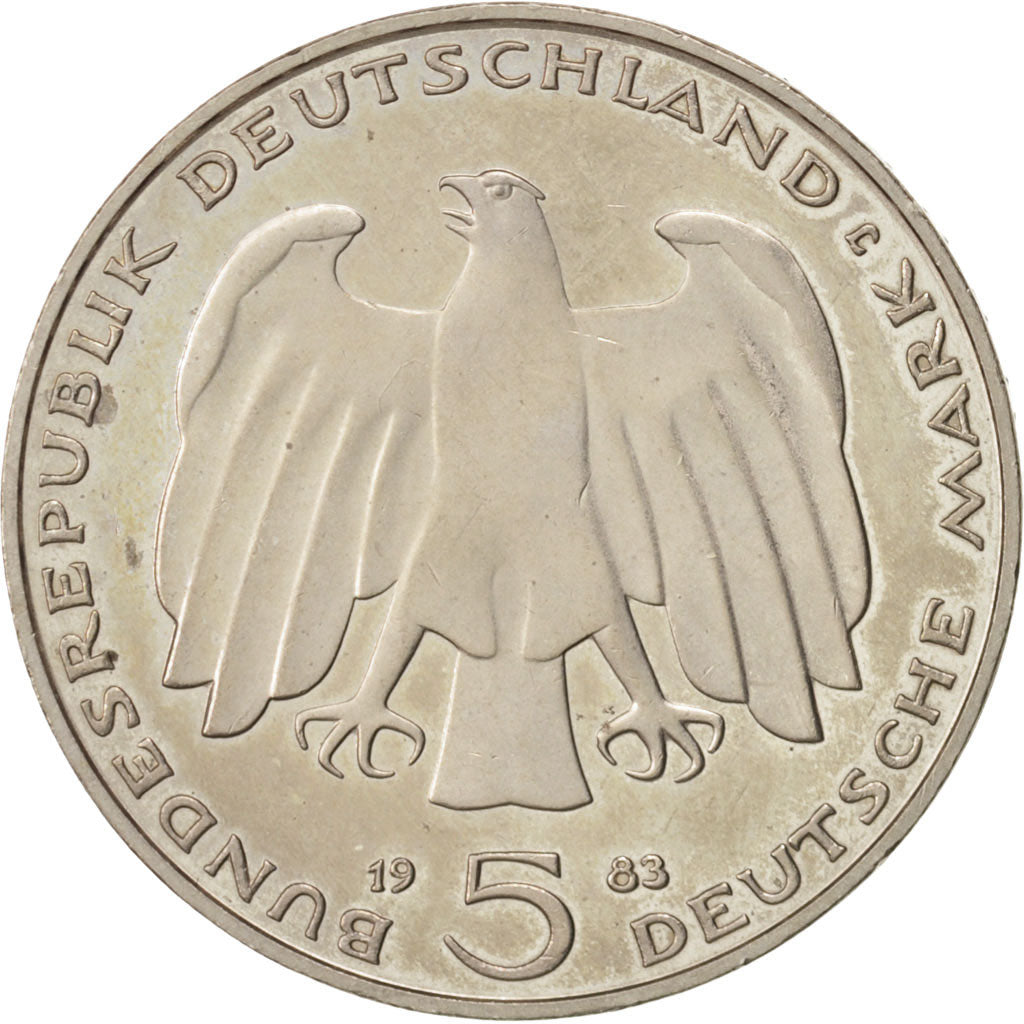 GERMANY - FEDERAL REPUBLIC, 5 Mark, 1983, Hamburg, Germany, AU(55-58), Copper...