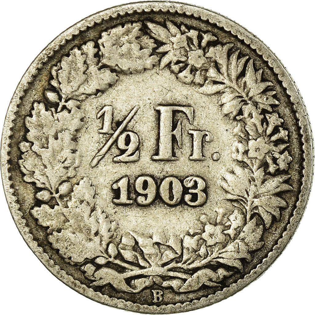Moneta, Svizzera, 1/2 Franc, 1903, Bern, MB+, Argento, KM:23