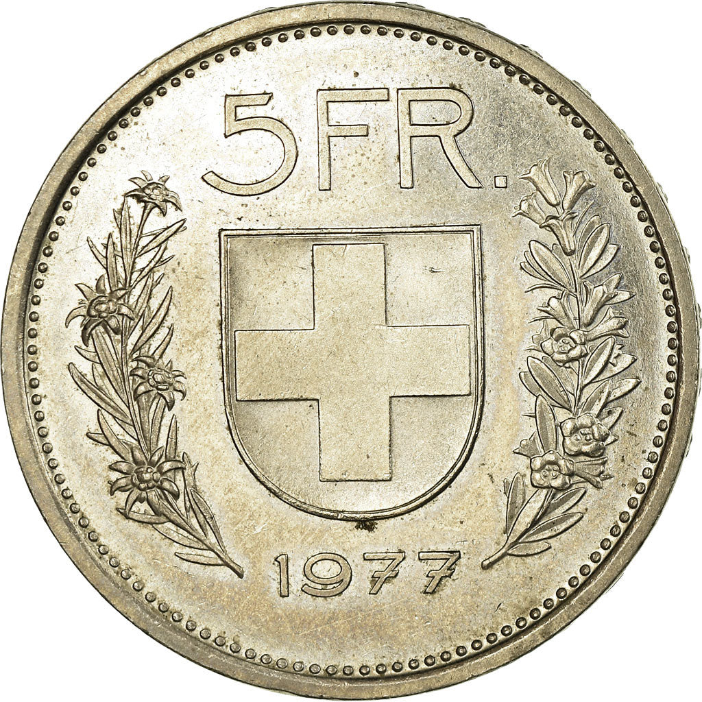 Münze, Schweiz, 5 Francs, 1977, Bern, SS, Copper-nickel, KM:40a.1