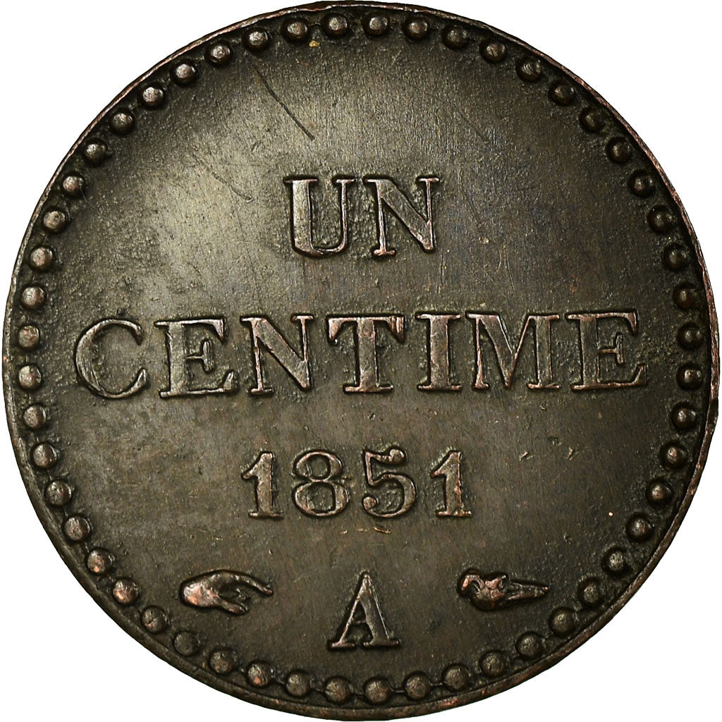 Moneta, Francja, Dupré, Centime, 1851, Paris, AU(55-58), Bronze, KM:754