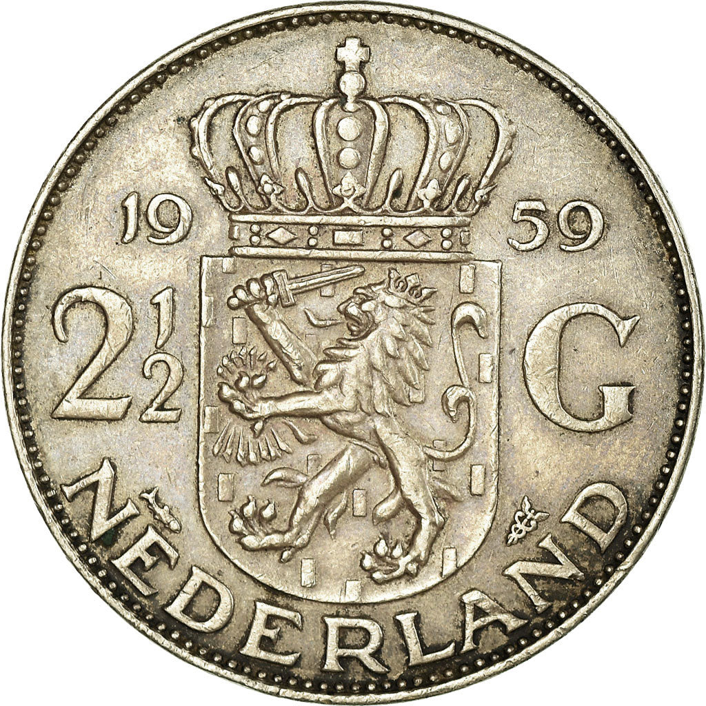 Monnaie, Pays-Bas, Juliana, 2-1/2 Gulden, 1959, TTB, Argent, KM:185