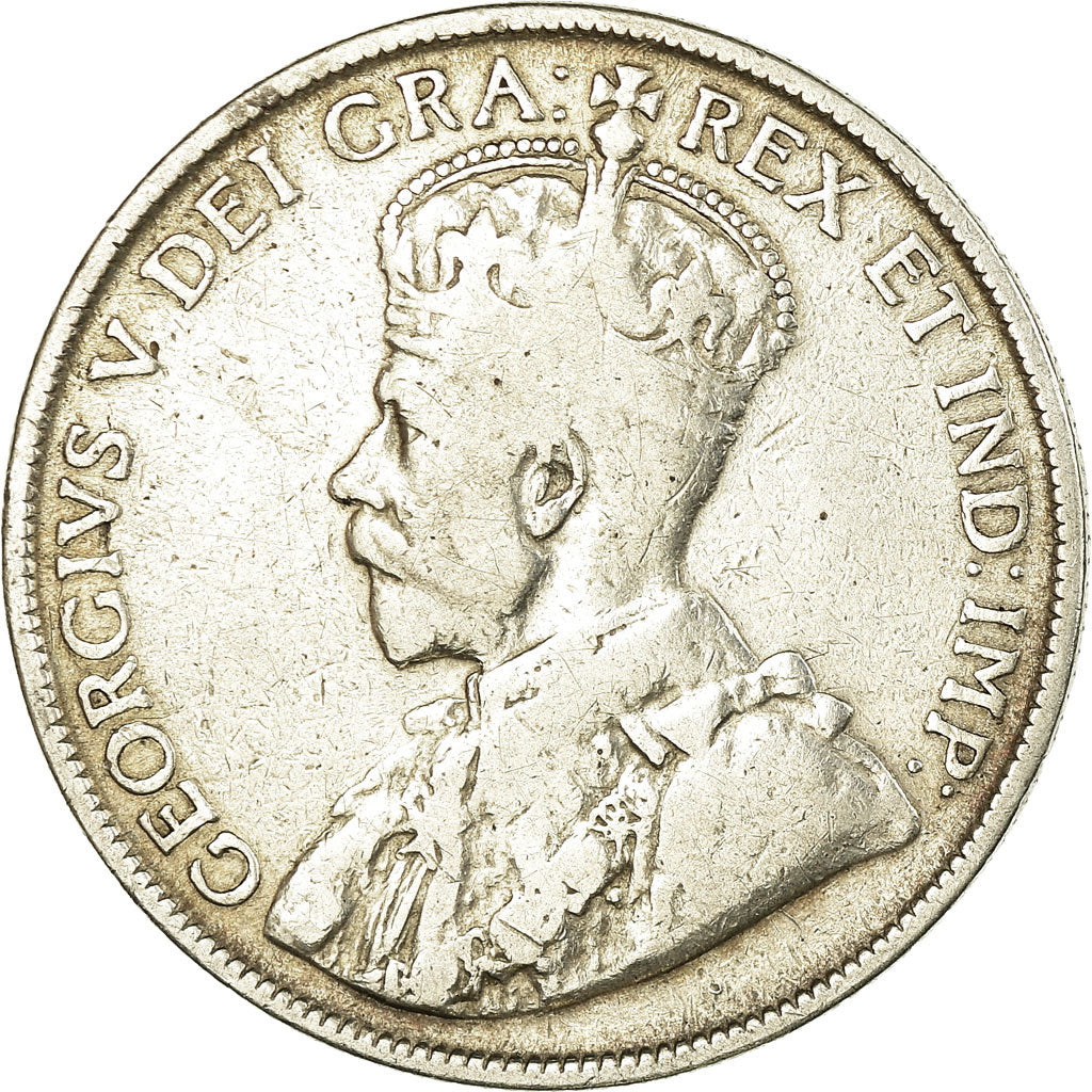 Moneda, Canadá, George V, 50 Cents, 1918, Royal Canadian Mint, Ottawa, BC+