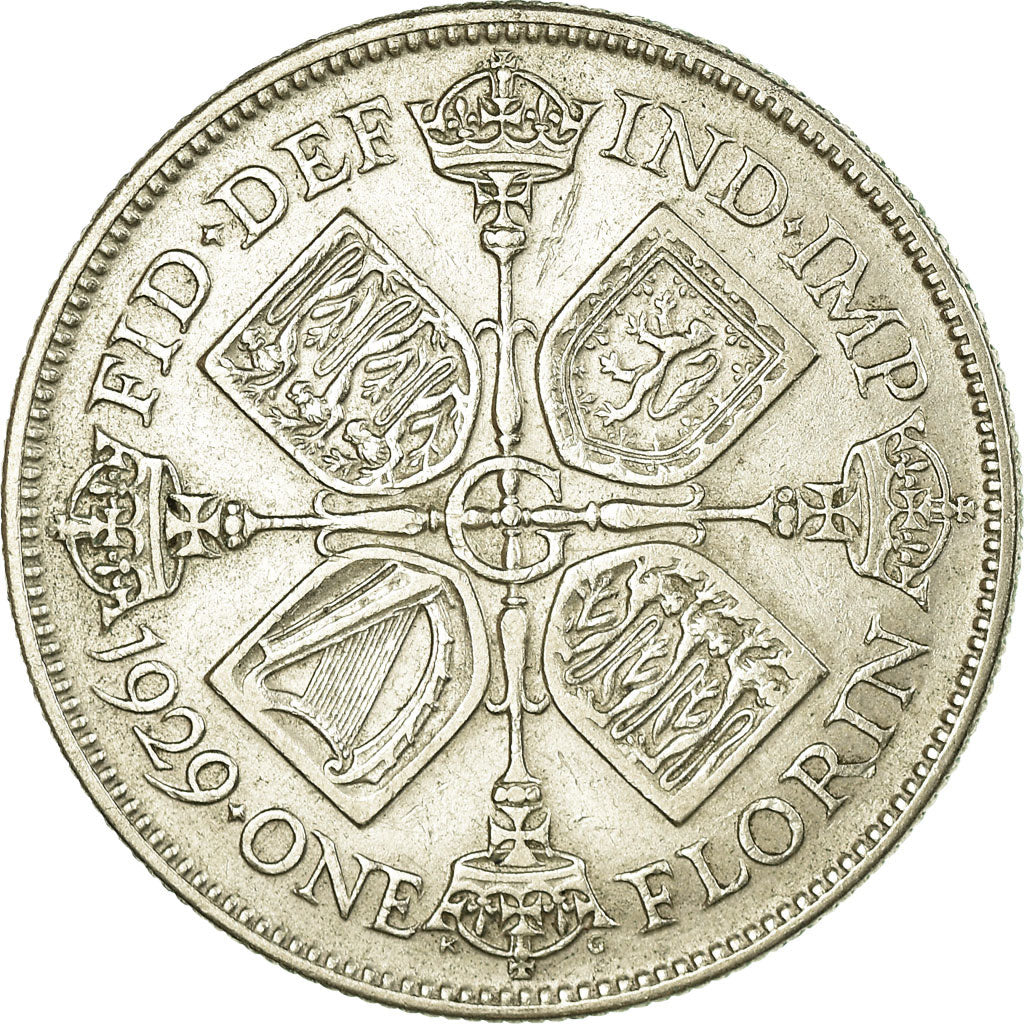 Moneta, Gran Bretagna, George V, Florin, Two Shillings, 1929, BB+, Argento