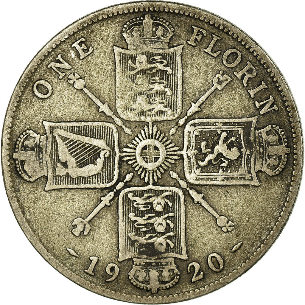 Moneta, Gran Bretagna, George V, Florin, Two Shillings, 1920, MB+, Argento