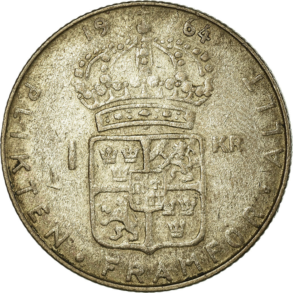 Moeda, Suécia, Gustaf VI, Krona, 1964, VF(30-35), Prata, KM:826