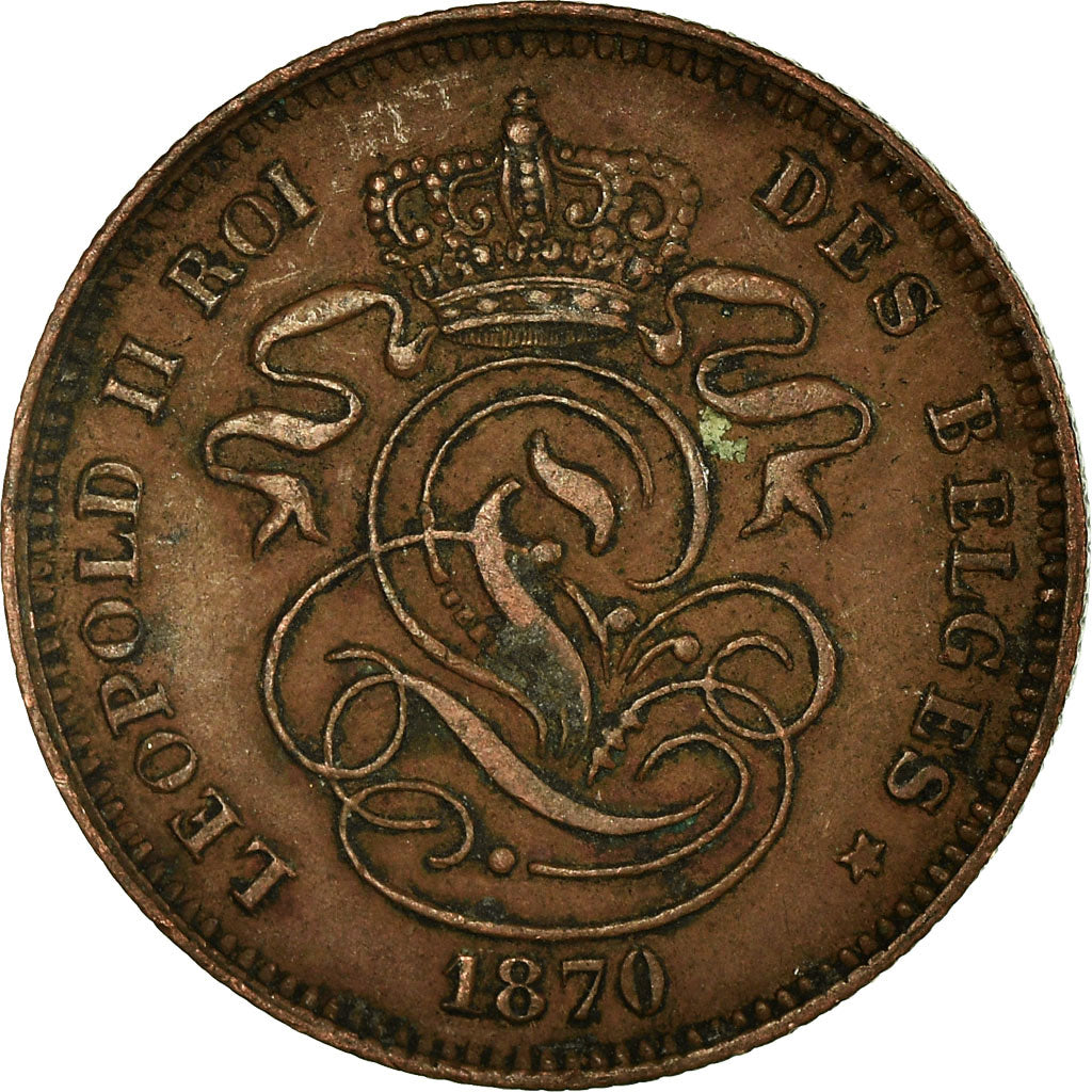 Coin, Belgium, Leopold II, 2 Centimes, 1870, AU(55-58), Copper, KM:35.1