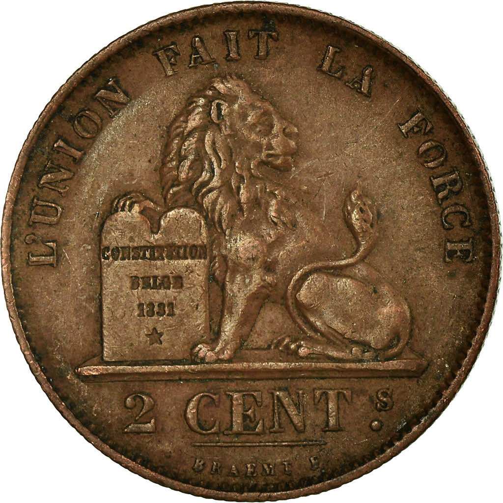 Coin, Belgium, Leopold II, 2 Centimes, 1870, AU(55-58), Copper, KM:35.1
