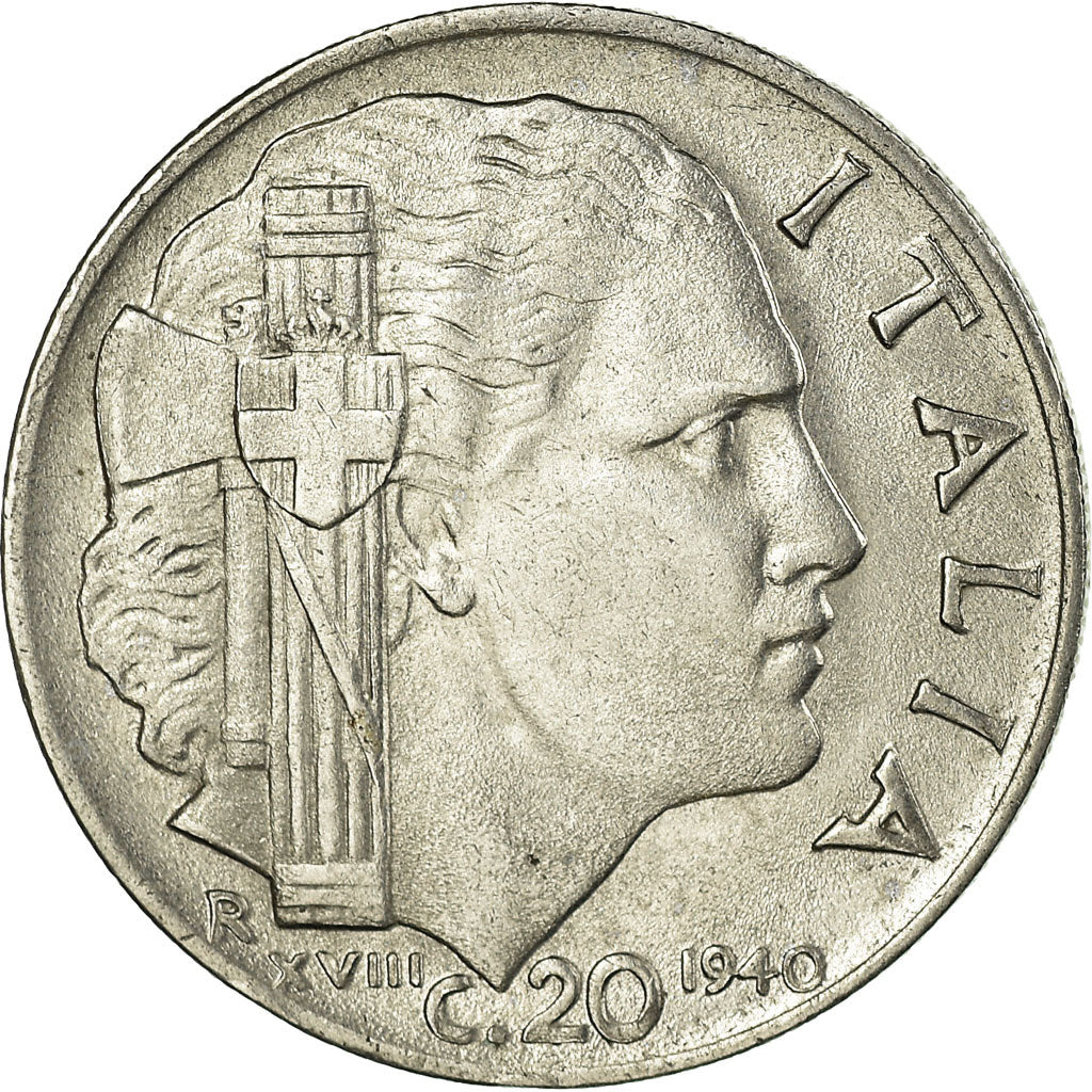 Moneta, Italia, Vittorio Emanuele III, 20 Centesimi, 1940, Rome, SPL-, Acciaio