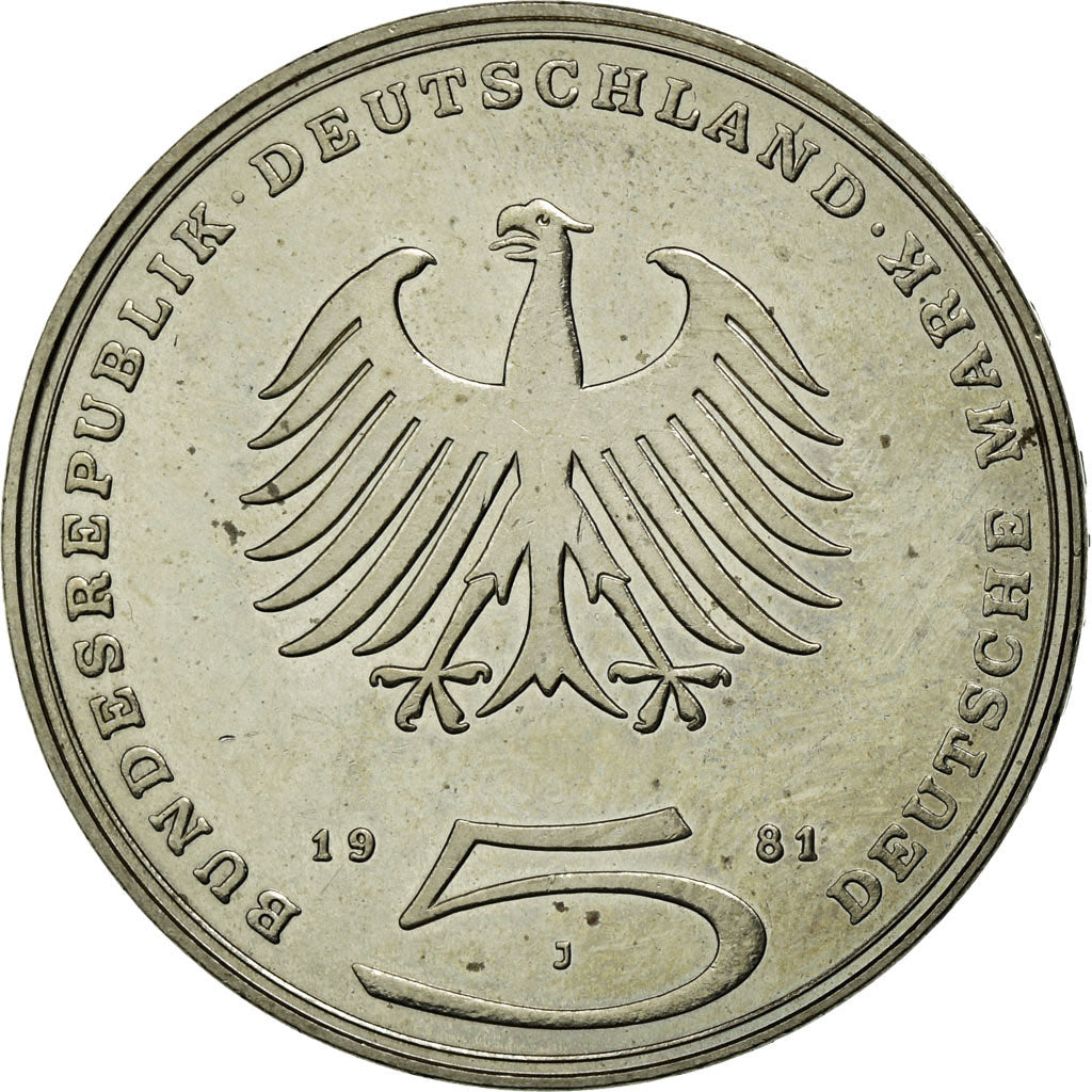 Moneta, GERMANIA - REPUBBLICA FEDERALE, 5 Mark, 1981, Hamburg, Germany, SPL-