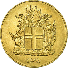 Moeda, Islândia, Krona, 1946, AU(50-53), Alumínio-Bronze, KM:12