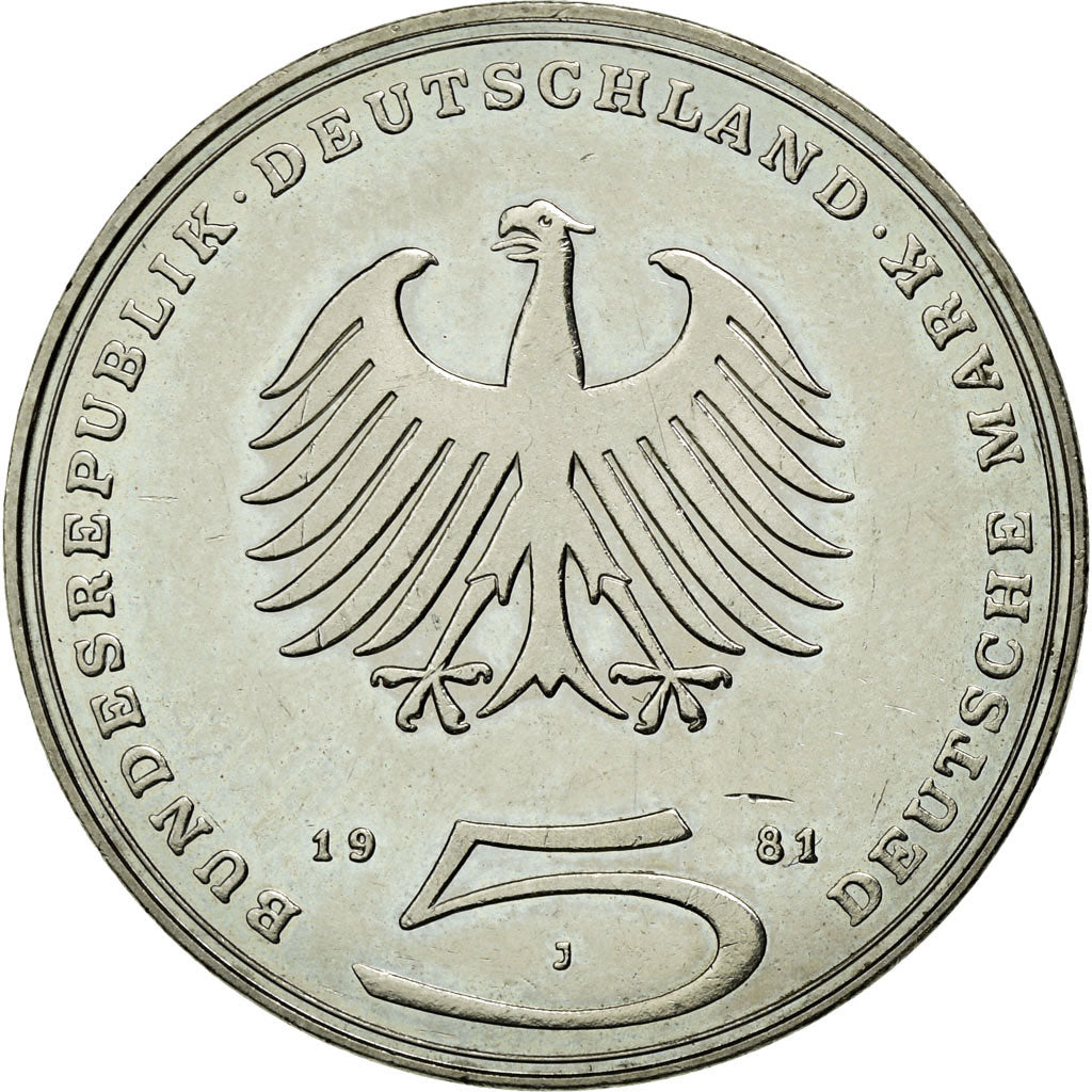 Coin, GERMANY - FEDERAL REPUBLIC, 5 Mark, 1981, Hamburg, Germany, AU(55-58)