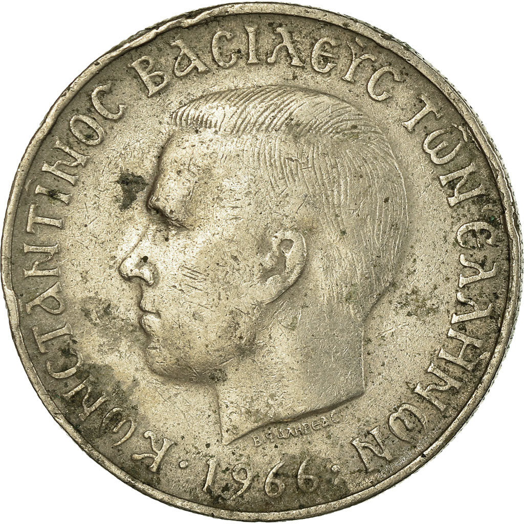 Moneta, Grecia, Constantine II, 5 Drachmai, 1966, MB, Rame-nichel, KM:91