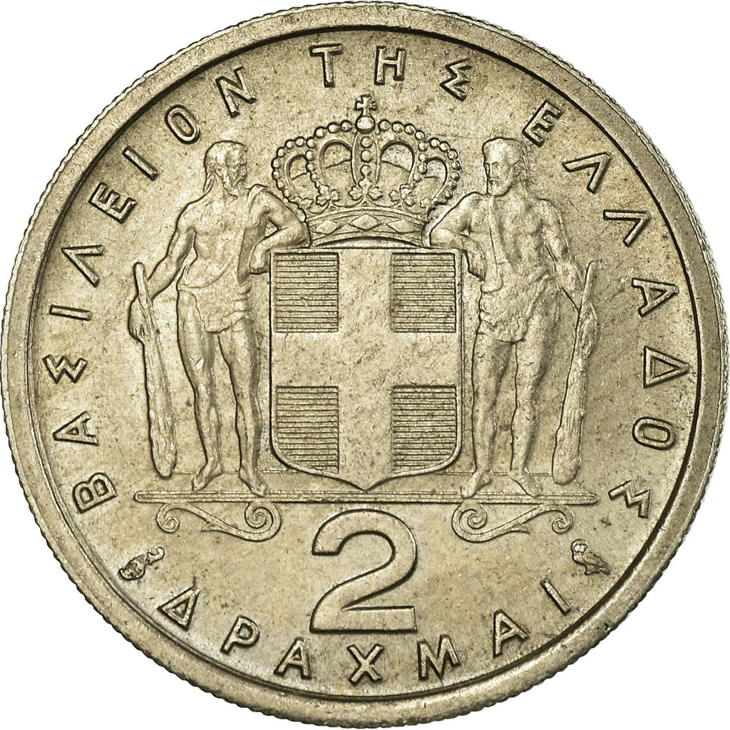 Moneta, Grecia, Paul I, 2 Drachmai, 1959, BB+, Rame-nichel, KM:82