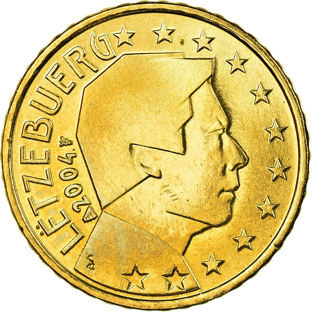 Luxemburgo, 50 Euro Cent, 2004, MS(63), Latão, KM:80
