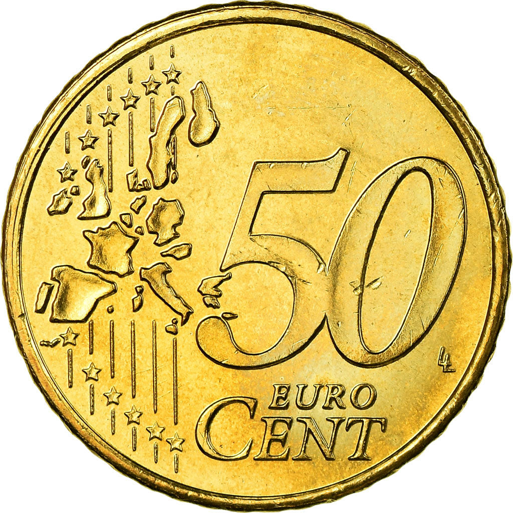 Luxemburgo, 50 Euro Cent, 2004, MS(63), Latão, KM:80
