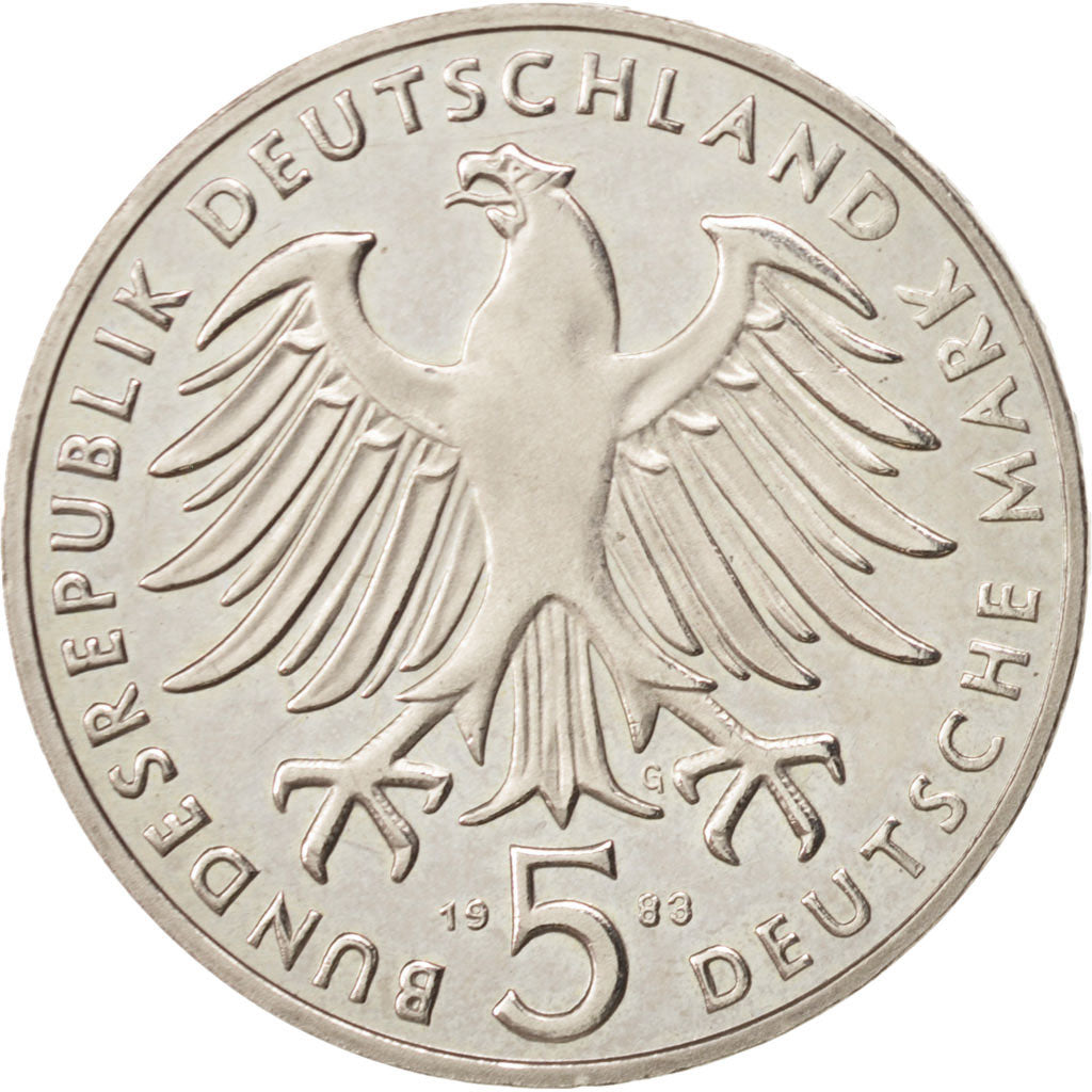 GERMANY - FEDERAL REPUBLIC, 5 Mark, 1983, Karlsruhe, Germany, MS(63), Copper-...