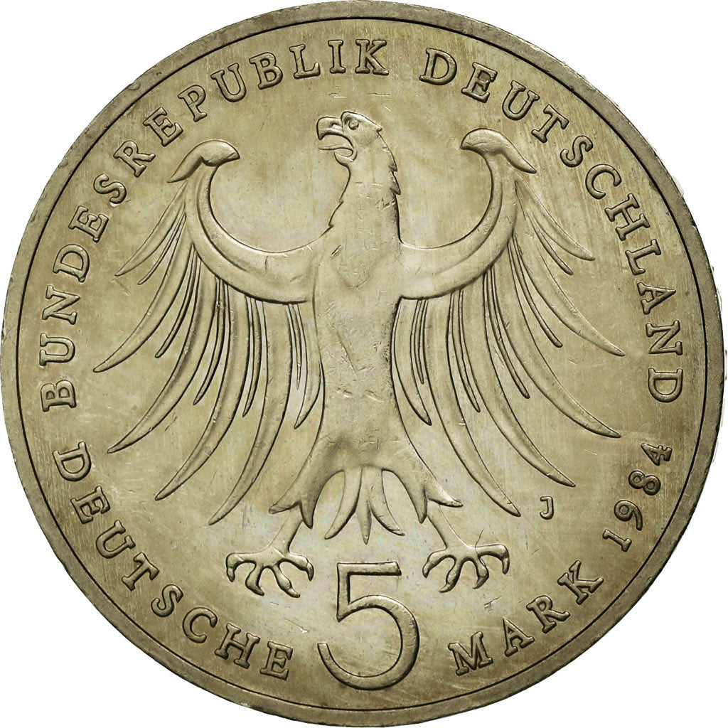 Coin, GERMANY - FEDERAL REPUBLIC, 5 Mark, 1984, Hamburg, Germany, AU(55-58)