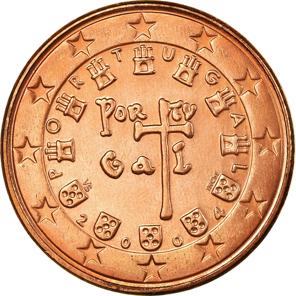 Portogallo, 5 Euro Cent, 2004, BB+, Acciaio placcato rame, KM:742