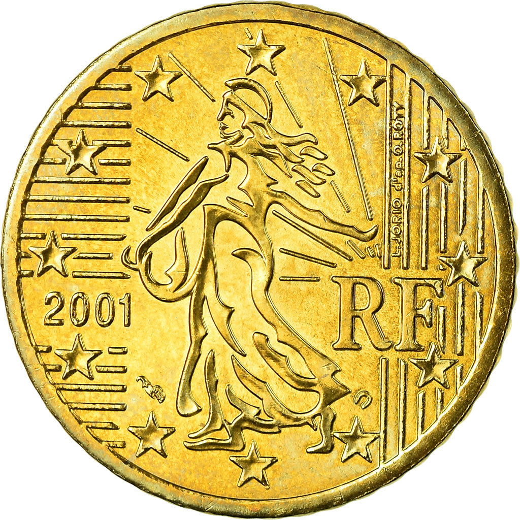 Francia, 50 Euro Cent, 2001, SPL-, Ottone, Gadoury:6., KM:1287