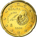 Spain, 20 Euro Cent, 2001, AU(55-58), Brass, KM:1044