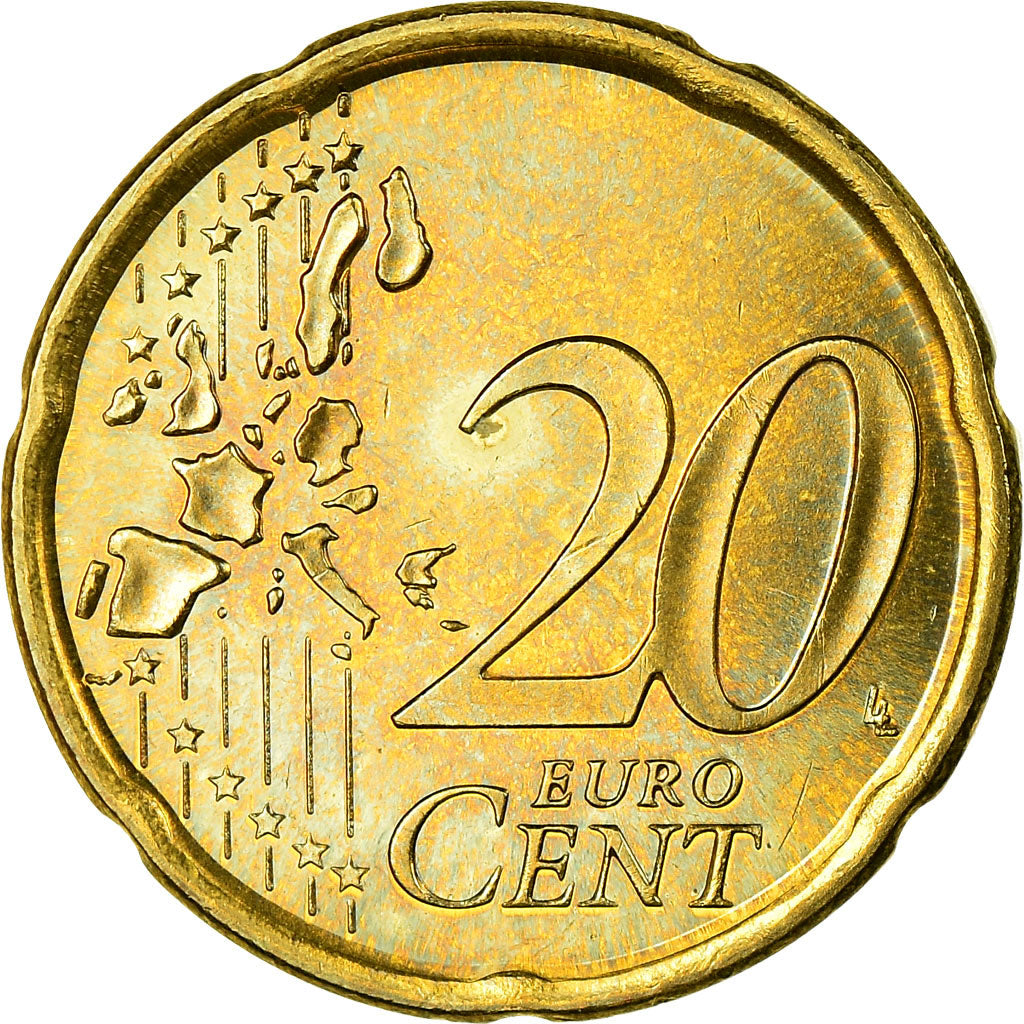 Spain, 20 Euro Cent, 2001, AU(55-58), Brass, KM:1044