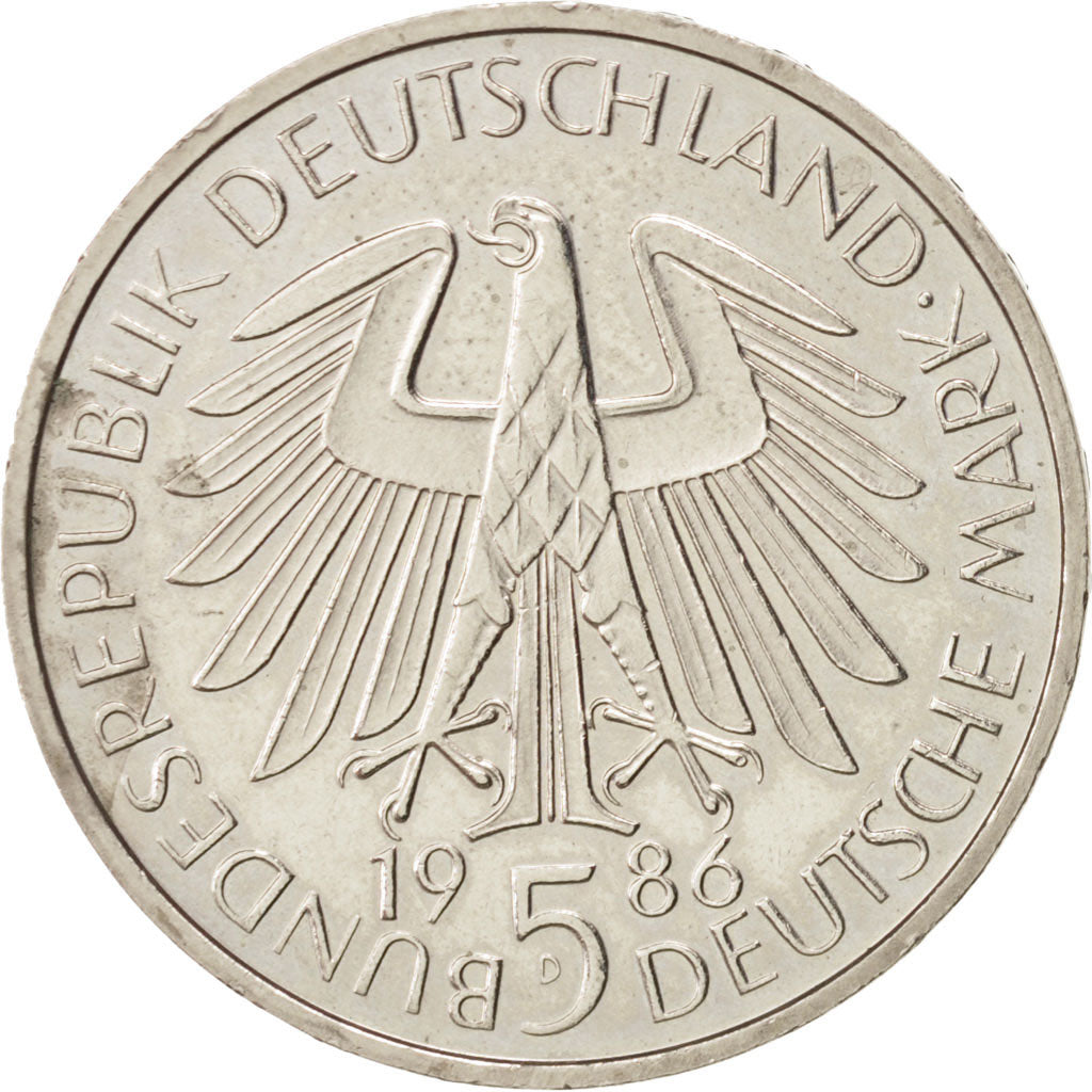 GERMANY - FEDERAL REPUBLIC, 5 Mark, 1986, Munich, Germany, AU(55-58), Copper-...