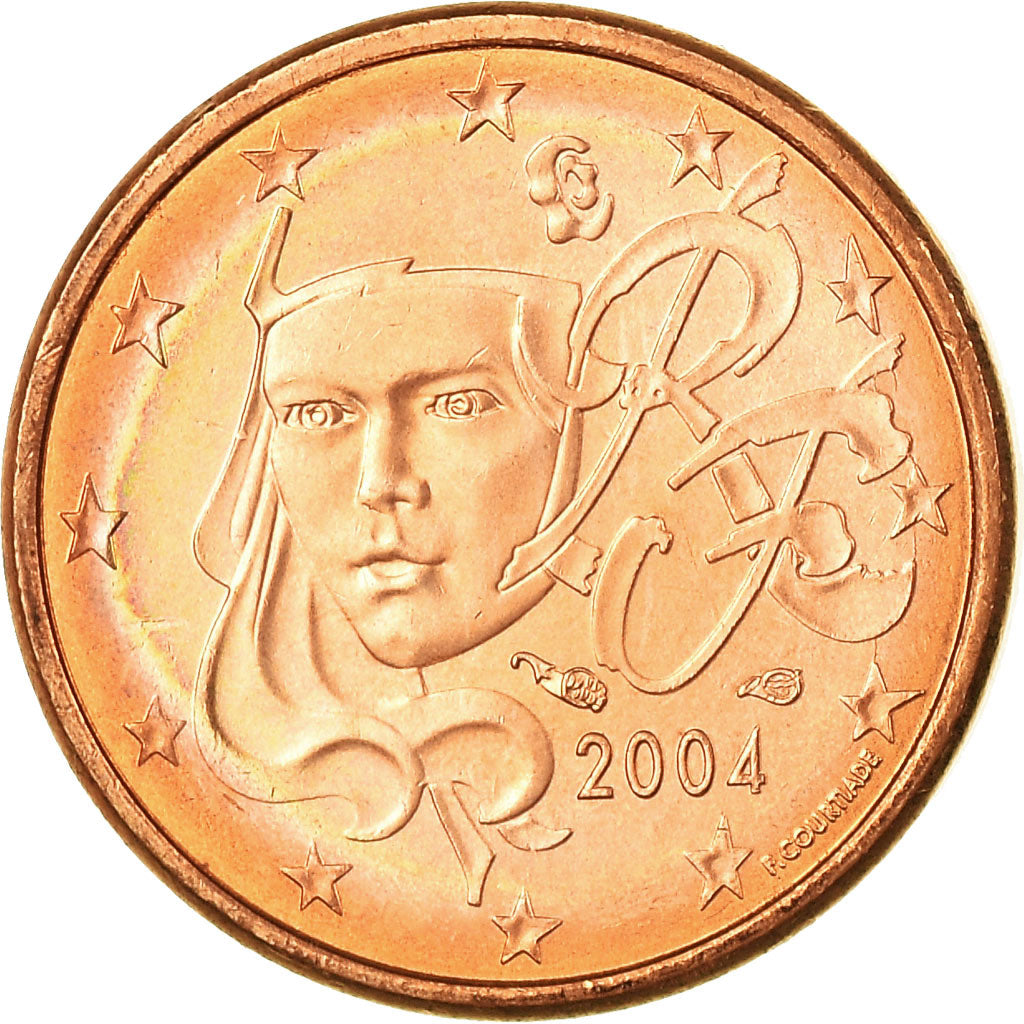 Francja, Euro Cent, 2004, Paris, MS(63), Miedź platerowana stalą, Gadoury:1