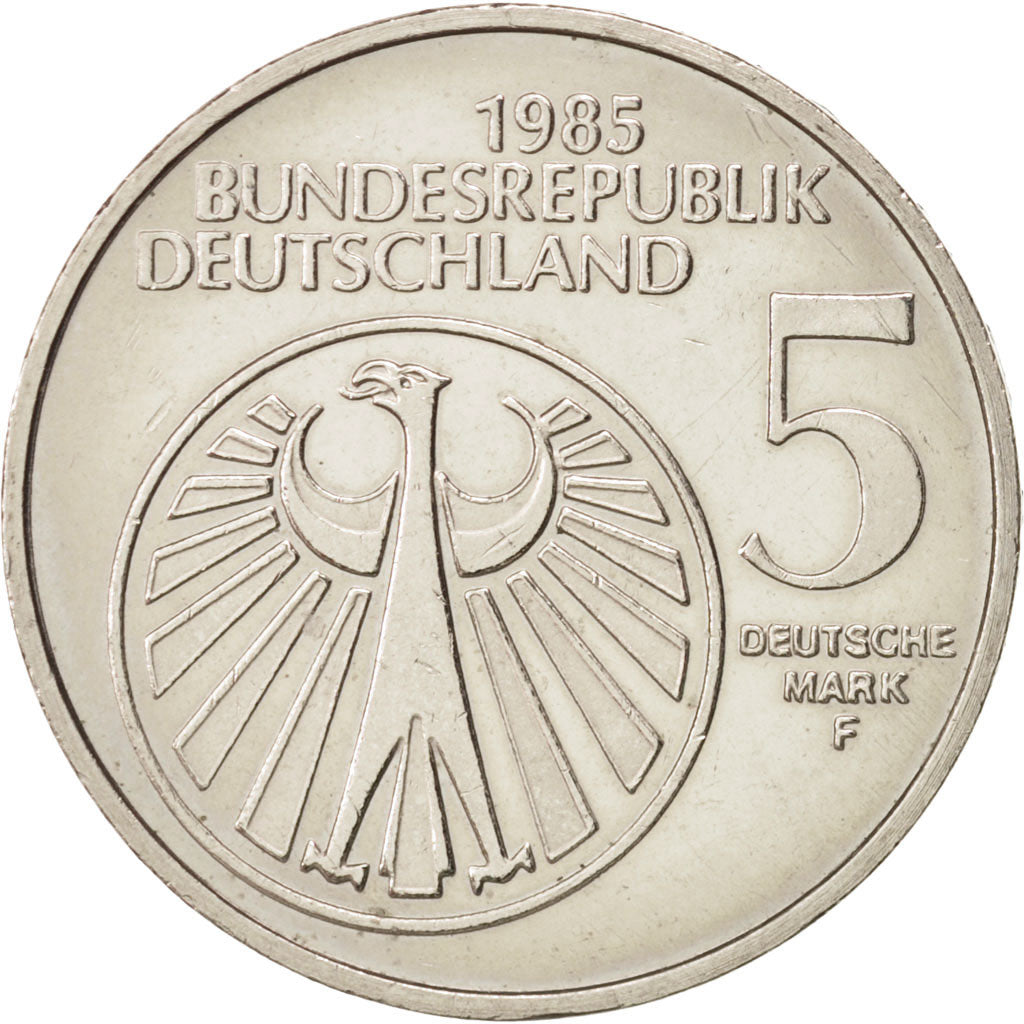 GERMANY - FEDERAL REPUBLIC, 5 Mark, 1985, Stuttgart, Germany, MS(60-62), Copp...