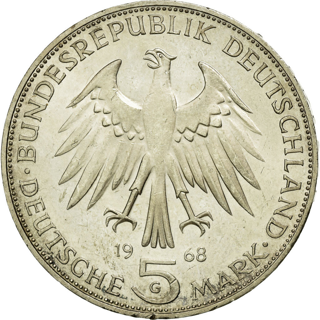 Coin, GERMANY - FEDERAL REPUBLIC, 5 Mark, 1969, Stuttgart, Germany, AU(55-58)