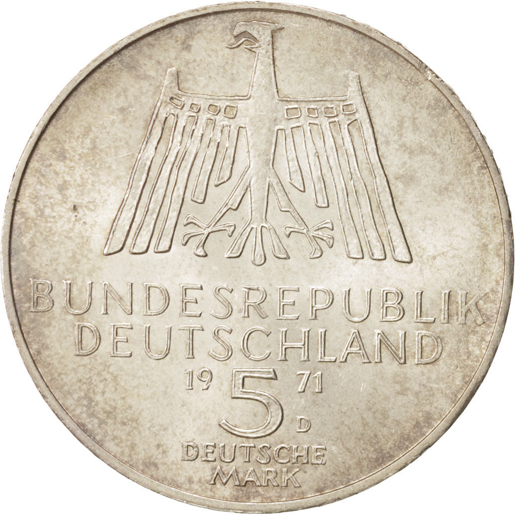 Coin, GERMANY - FEDERAL REPUBLIC, 5 Mark, 1971, Munich, Germany, AU(55-58)