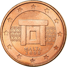 Malta, Euro Cent, 2008, MBC+, Cobre chapado en acero, KM:125