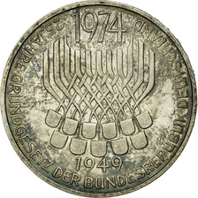 Coin, GERMANY - FEDERAL REPUBLIC, 5 Mark, 1974, Stuttgart, Germany, AU(55-58)