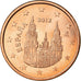 Espanha, 5 Euro Cent, 2012, AU(50-53), Aço Cromado a Cobre, KM:1146