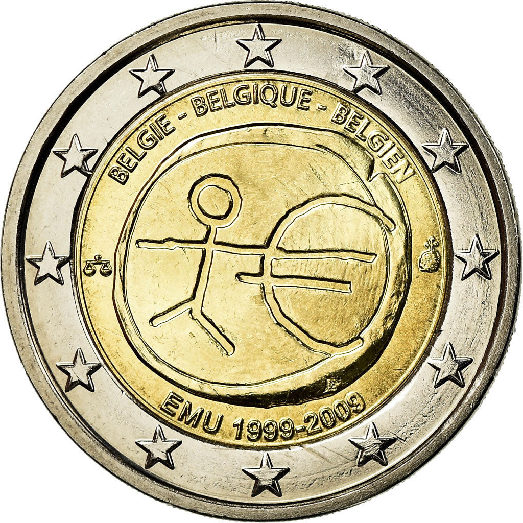 Belgien, 2 Euro, 10th Anniversary of EMU, 2009, VZ, Bi-Metallic, KM:282