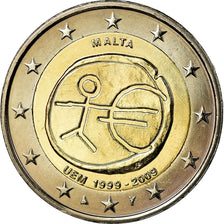 Malta, 2 Euro, E.M.U., 10th Anniversary, 2009, UNZ, Bi-Metallic, KM:134