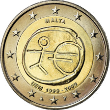 Malta, 2 Euro, E.M.U., 10th Anniversary, 2009, MS(63), Bimetálico, KM:134