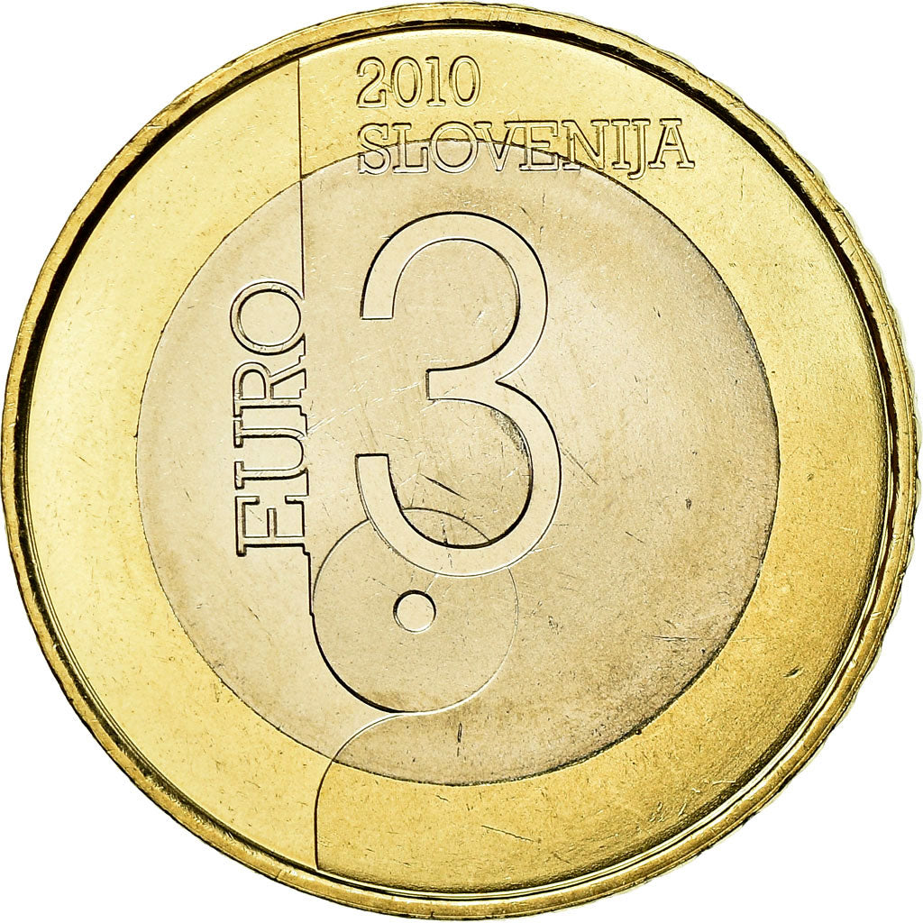 Slowenien, 3 Euro, 2010, SS+, Bi-Metallic, KM:95