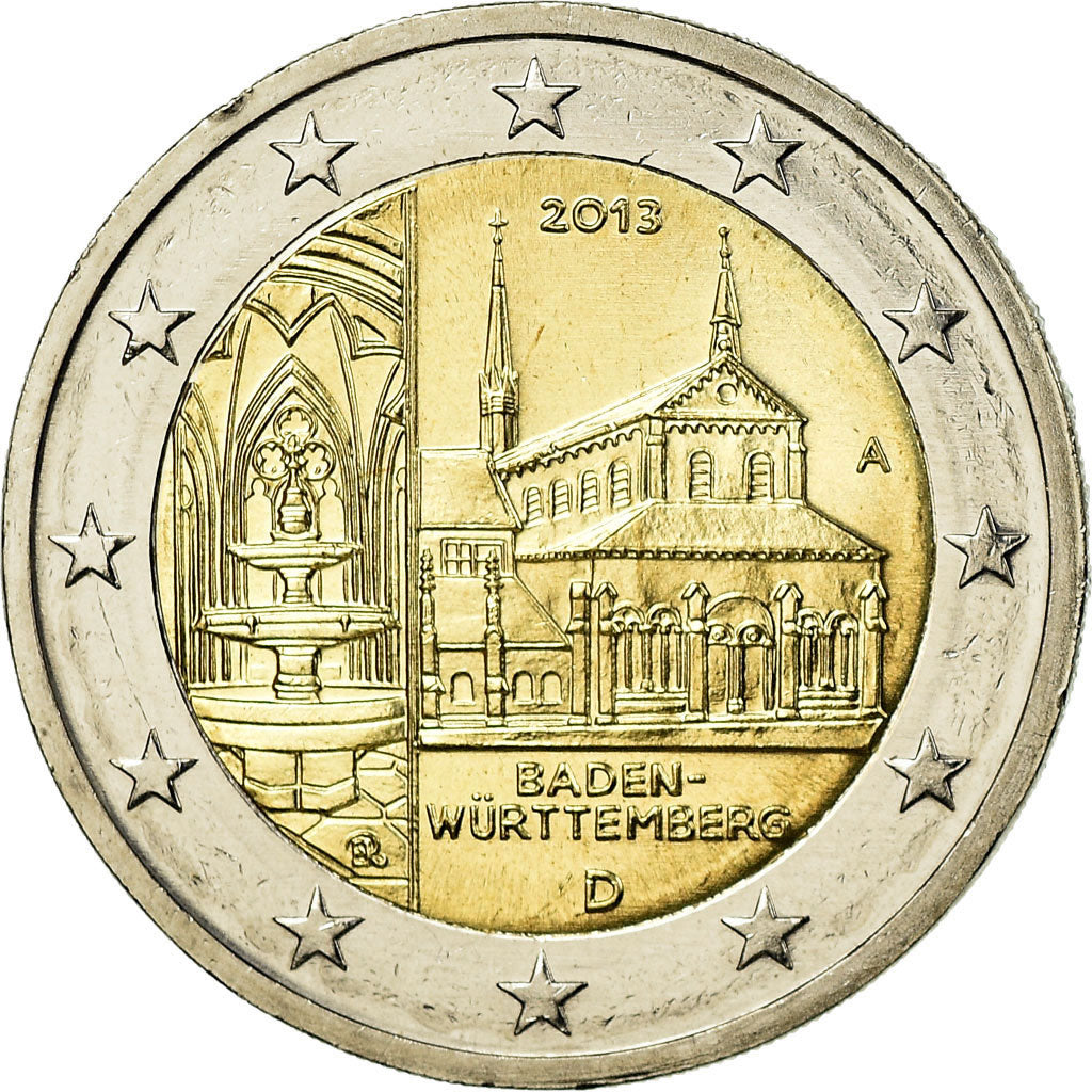 ALEMANHA - REPÚBLICA FEDERAL, 2 Euro, Baden-Wurttenberg, Maulbrunn Cloister