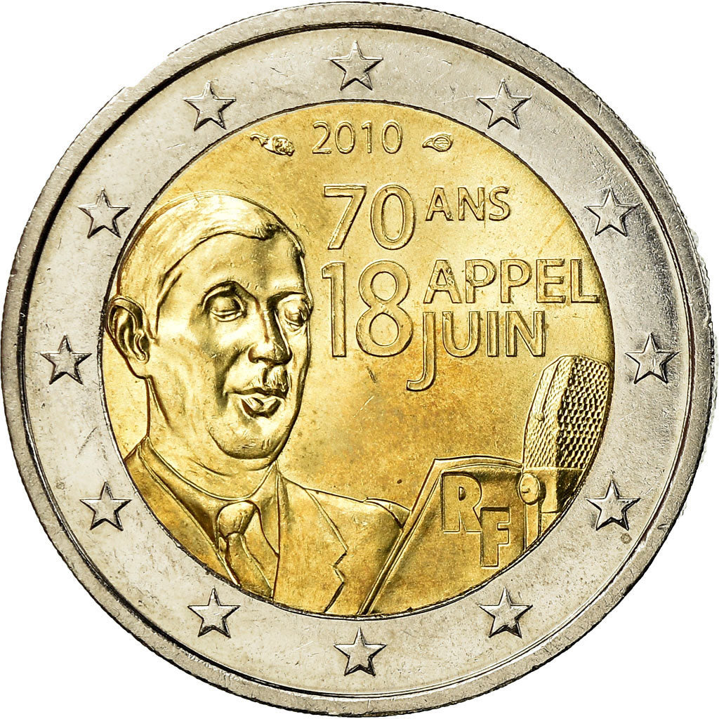 França, 2 Euro, Charles De Gaulle, Appel du 18 juin 1940, 2010, AU(55-58)