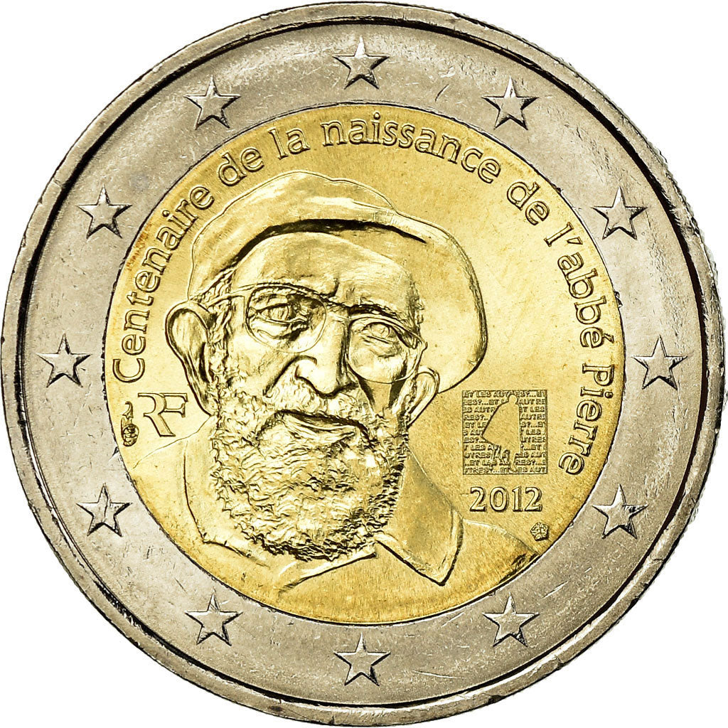 Francia, 2 Euro, Abbé Pierre, 2012, SPL-, Bi-metallico, KM:1894