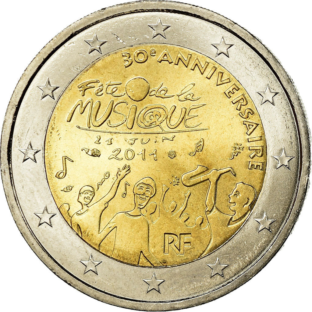 France, 2 Euro, Fête Musique, 2011, SPL, Bi-Metallic, Gadoury:13., KM:1789
