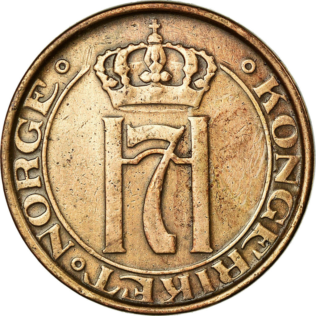 Munten, Noorwegen, Haakon VII, 5 Öre, 1938, Kongsberg, ZF, Bronze, KM:368