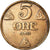 Munten, Noorwegen, Haakon VII, 5 Öre, 1938, Kongsberg, ZF, Bronze, KM:368