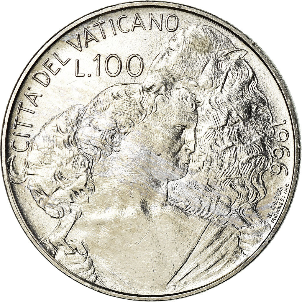 Moneta, CITTÀ DEL VATICANO, Paul VI, 100 Lire, 1966, SPL-, Acciaio