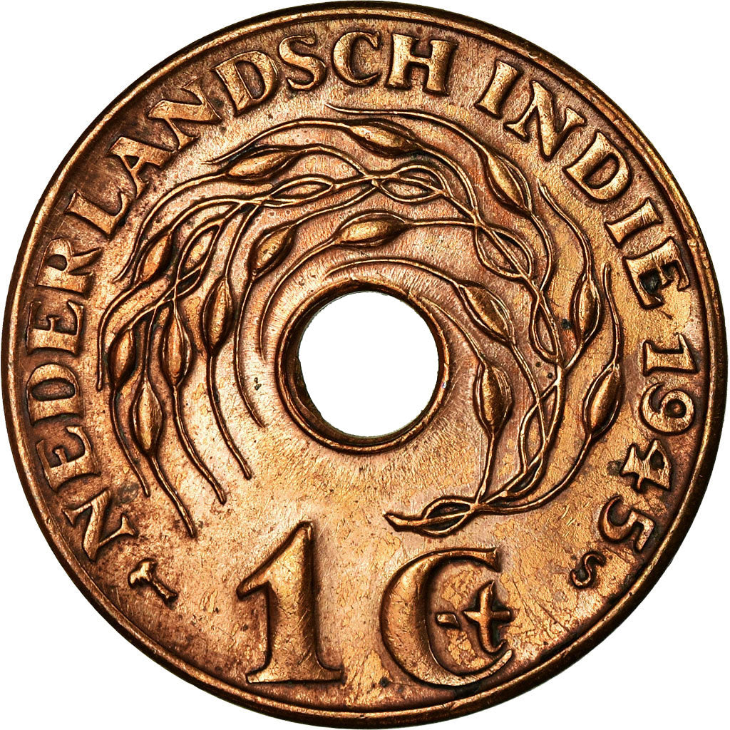 Moneta, INDIE ORIENTALI OLANDESI, Wilhelmina I, Cent, 1945, SPL-, Bronzo, KM:317
