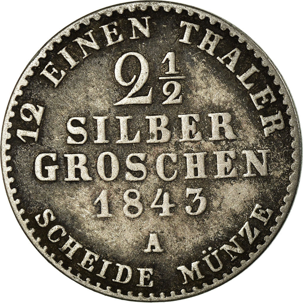 Moeda, Estados Alemães, PRUSSIA, Friedrich Wilhelm IV, 2-1/2 Silber Groschen