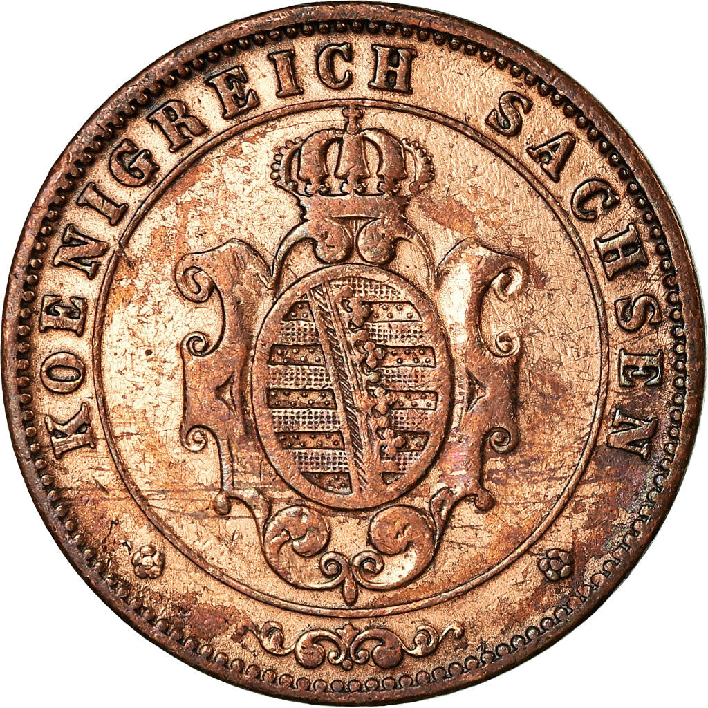 Moeda, Estados Alemães, SAXONY-ALBERTINE, Johann, 5 Pfennig, 1862, Dresde