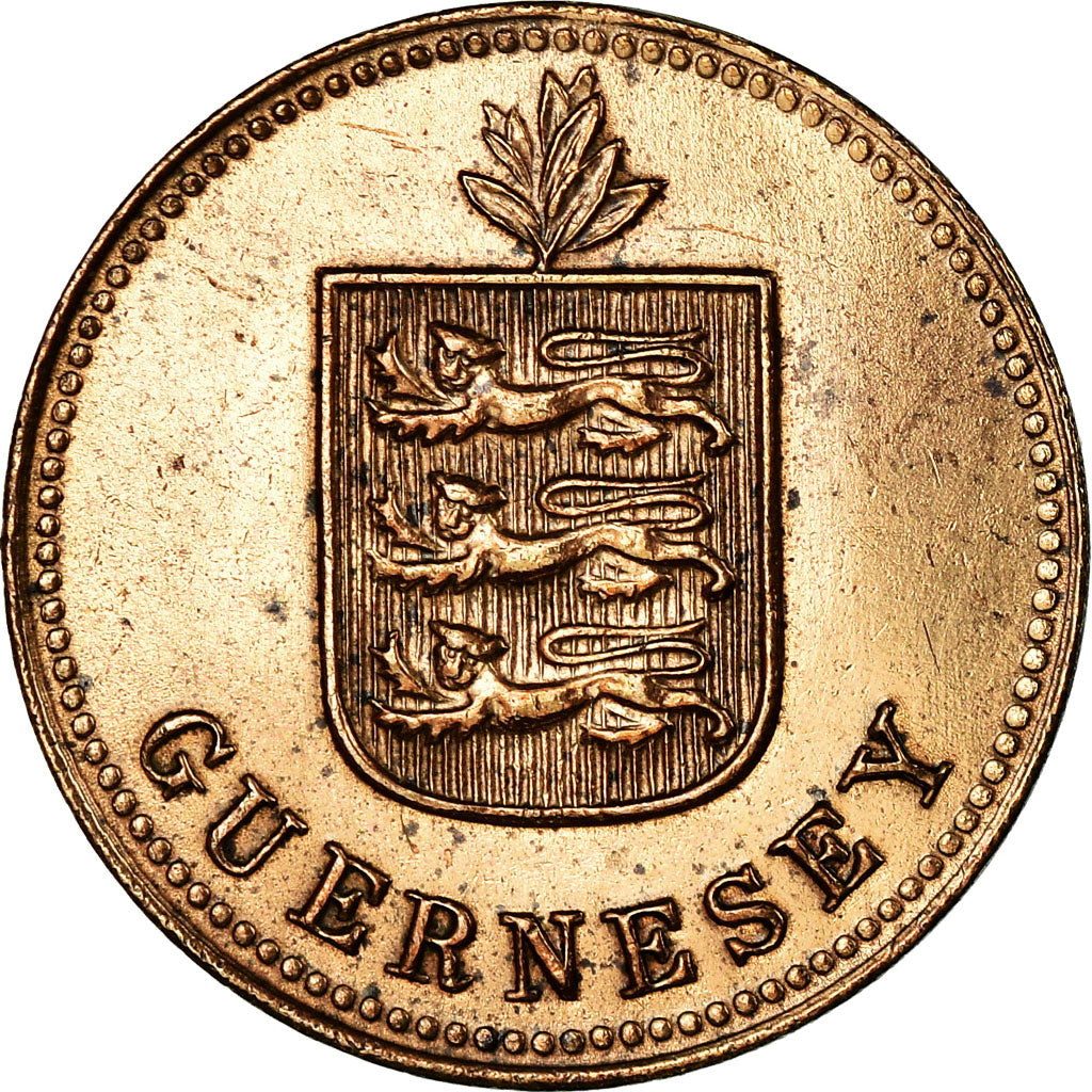Münze, Guernsey, 2 Doubles, 1920, Heaton, Birmingham, SS, Bronze Plated Copper